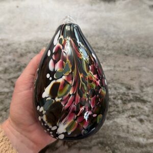 1988 Art Glass Bud  Pink Flowers Foliage